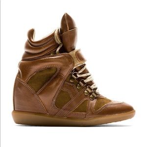 EUC Isabel Marant Brown Leather Wedge Sneaker